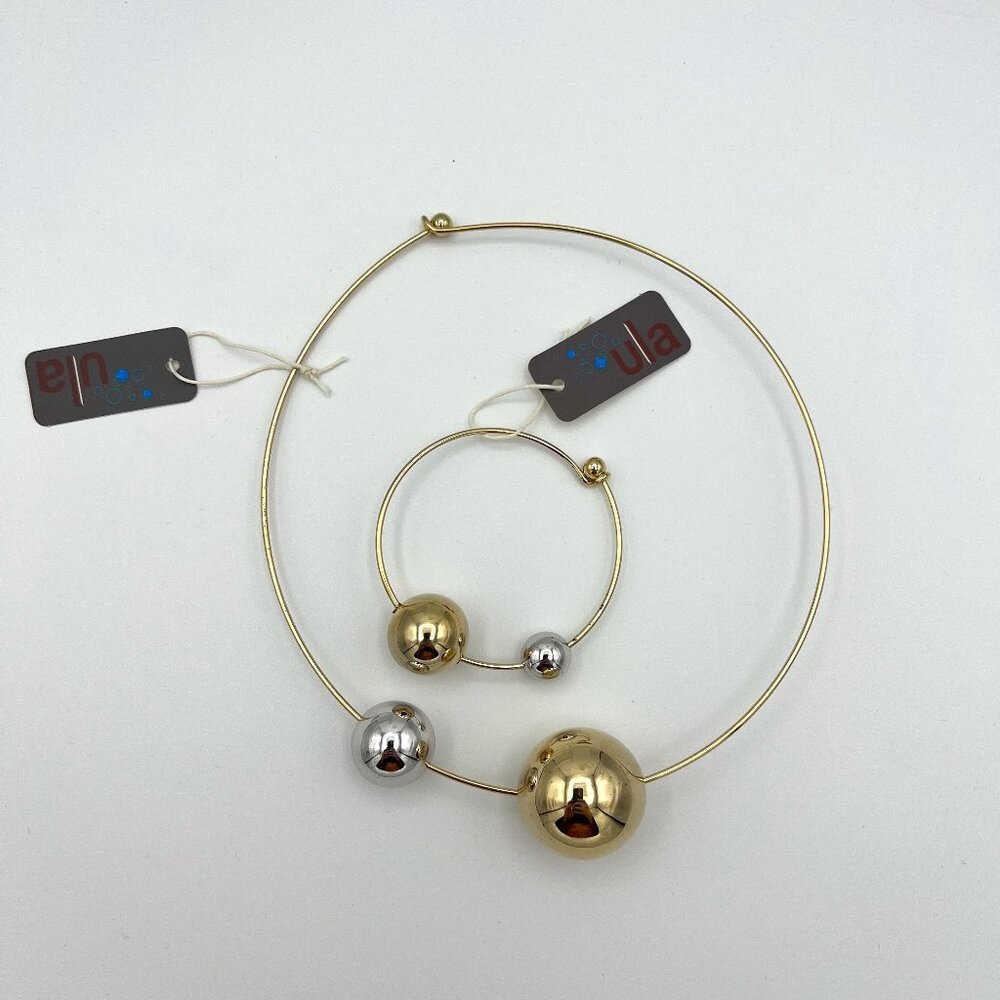 Gold Tone Bracelet & Necklace Matching Set